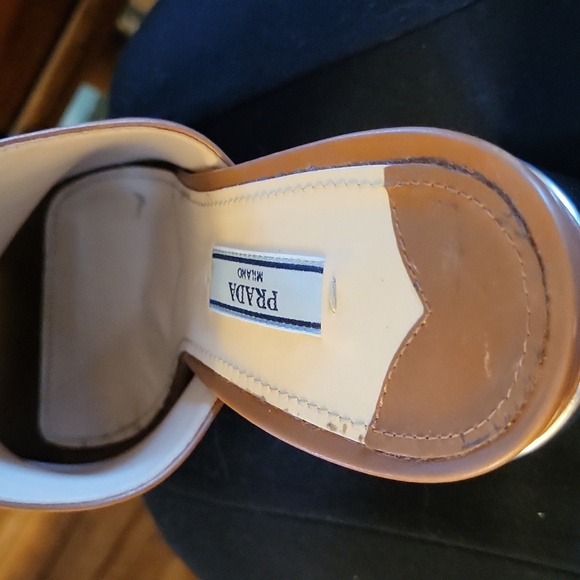 Prada Women's Tan Leather Open-Toe Heels - Picture 12 of 12